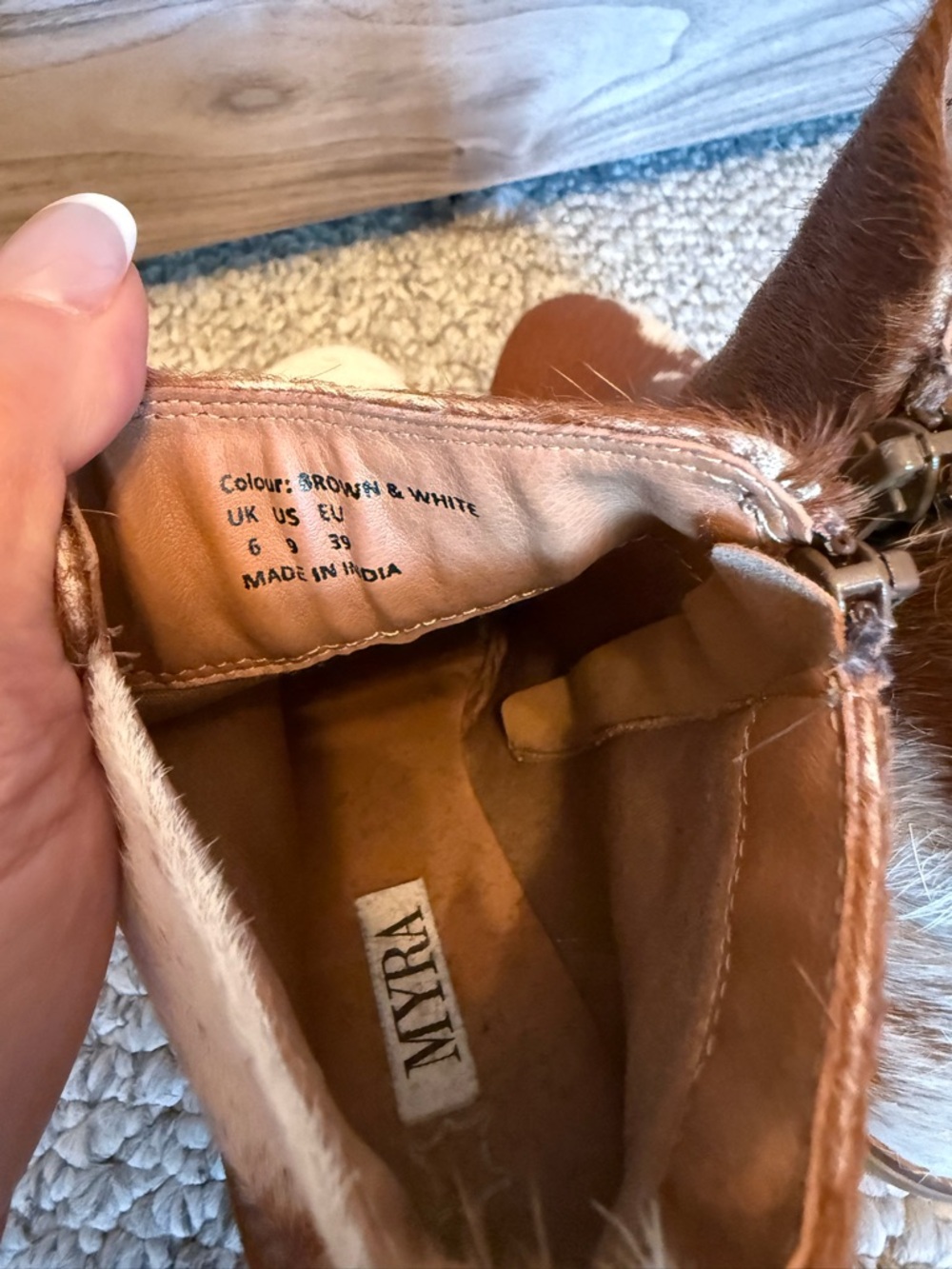 Myra Bag Brown and White Cowhide Ankle Booties - Picture 6 of 8
